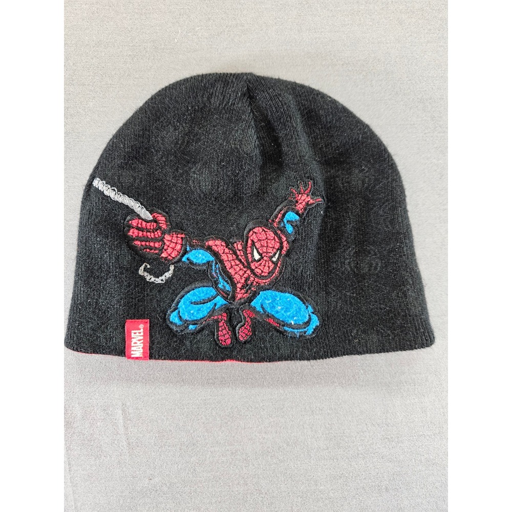 Marvel Spider-Man Embroidered Knit Beanie Hat Black Red Blue Superhero Cap